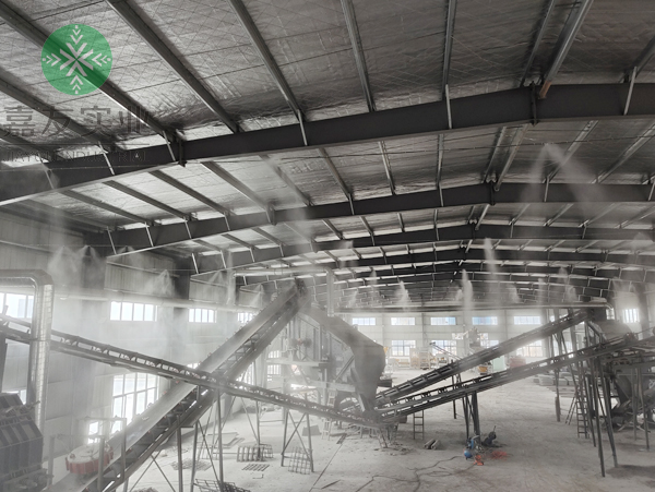 碎水泥回收塊車(chē)間料棚噴霧除塵系統(tǒng)