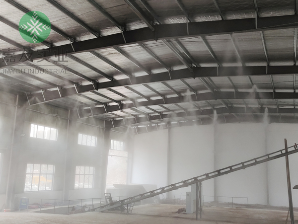 碎水泥回收塊車(chē)間料棚噴霧除塵系統(tǒng)